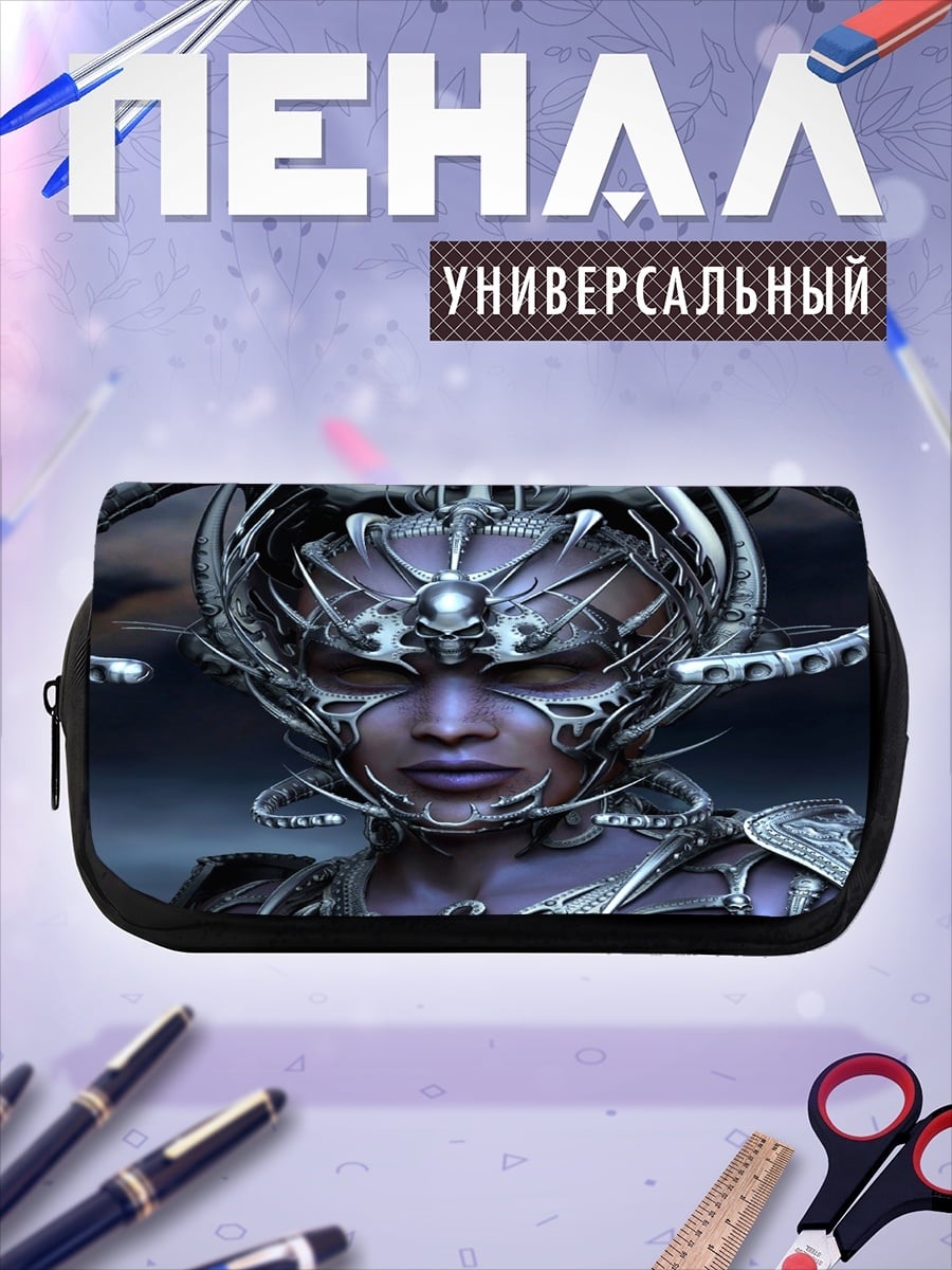 Пенал-косметичка демоническая воительница в шлеме