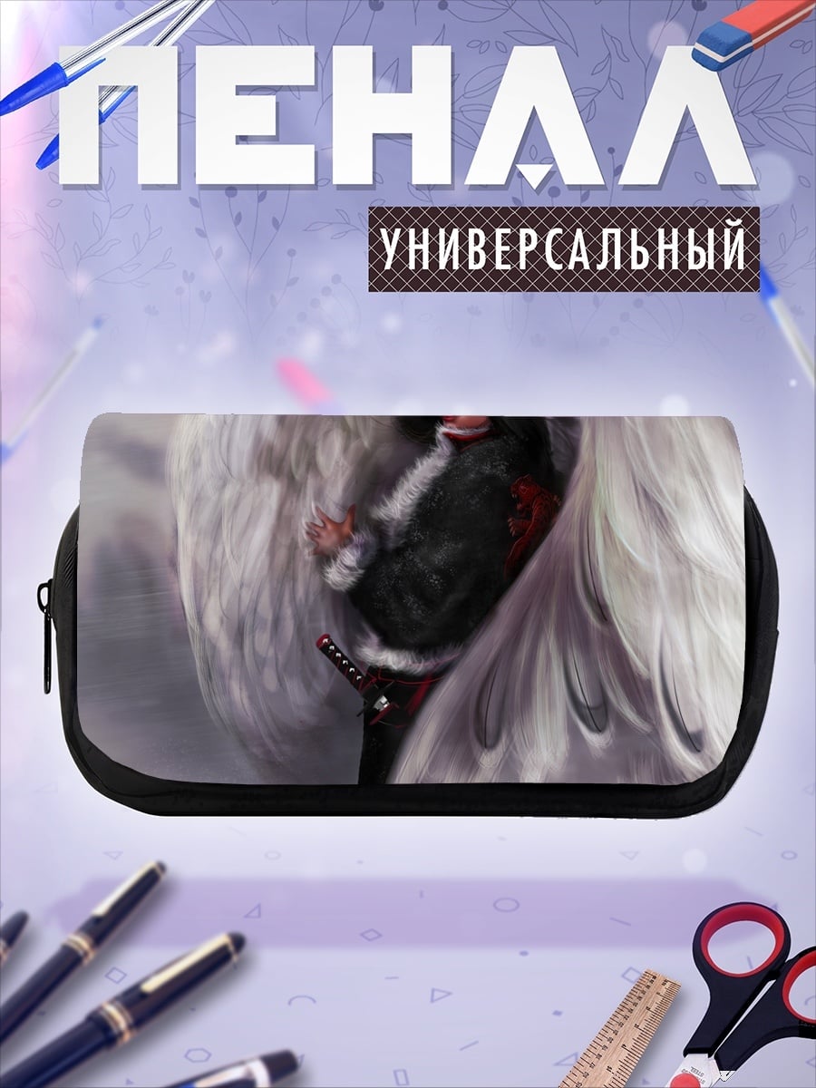 Пенал-косметичка девушка с белым грифоном