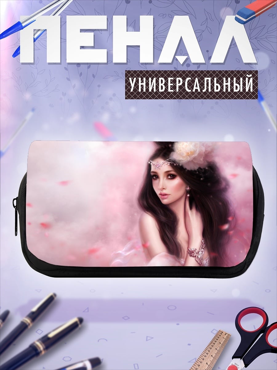 Пенал-косметичка нежная девушка в цветах