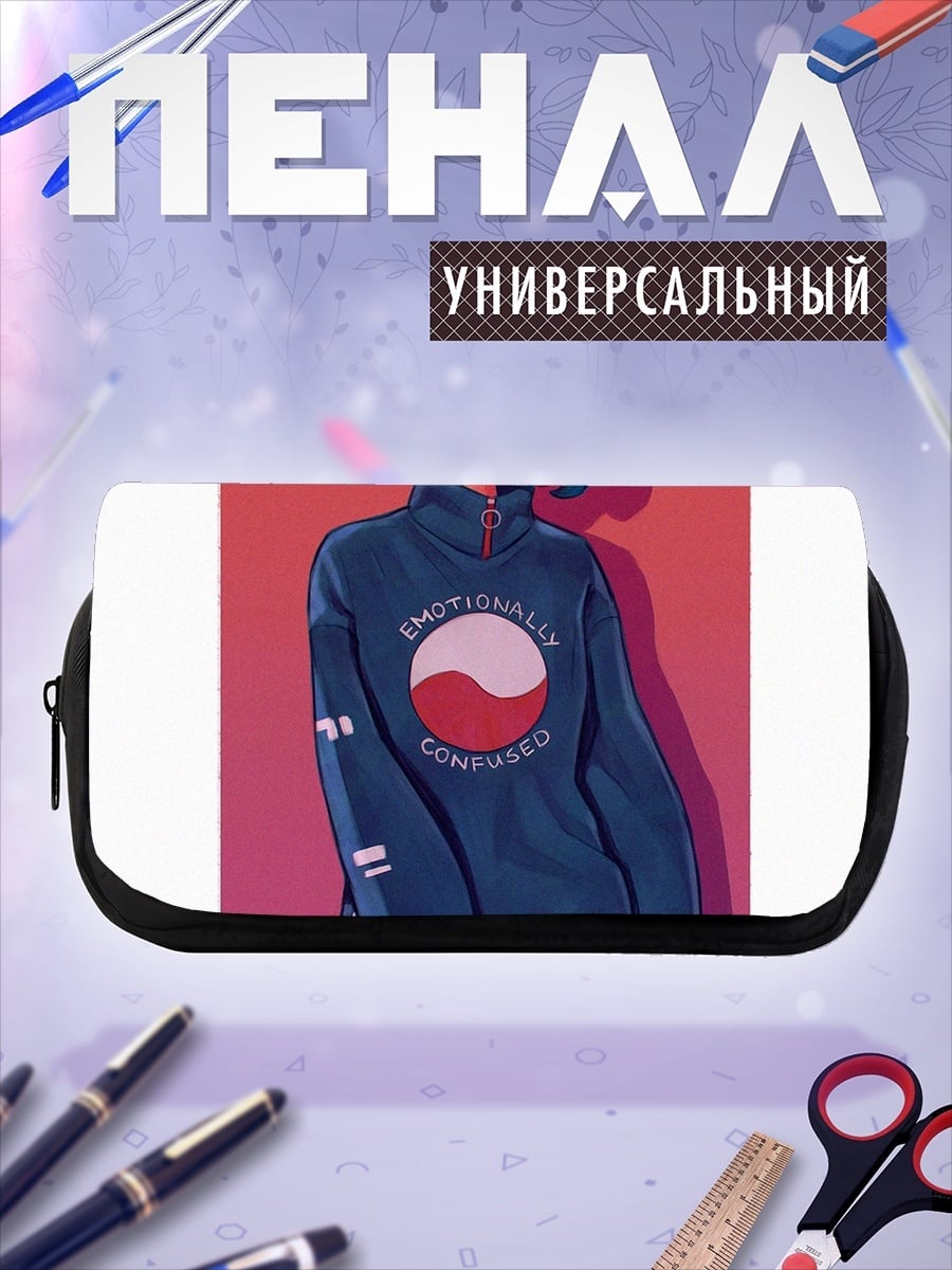 Пенал-косметичка девушка в свитшоте
