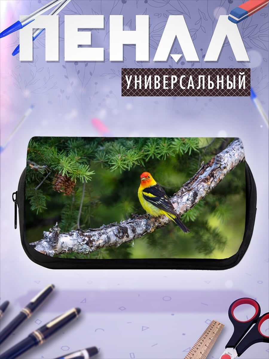 Пенал-косметичка Яркая птица на ветке