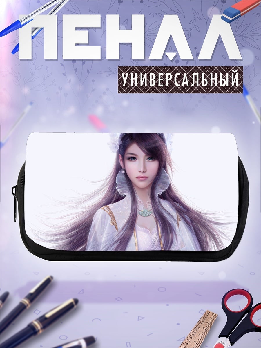 Пенал-косметичка Аниме девушка в белом
