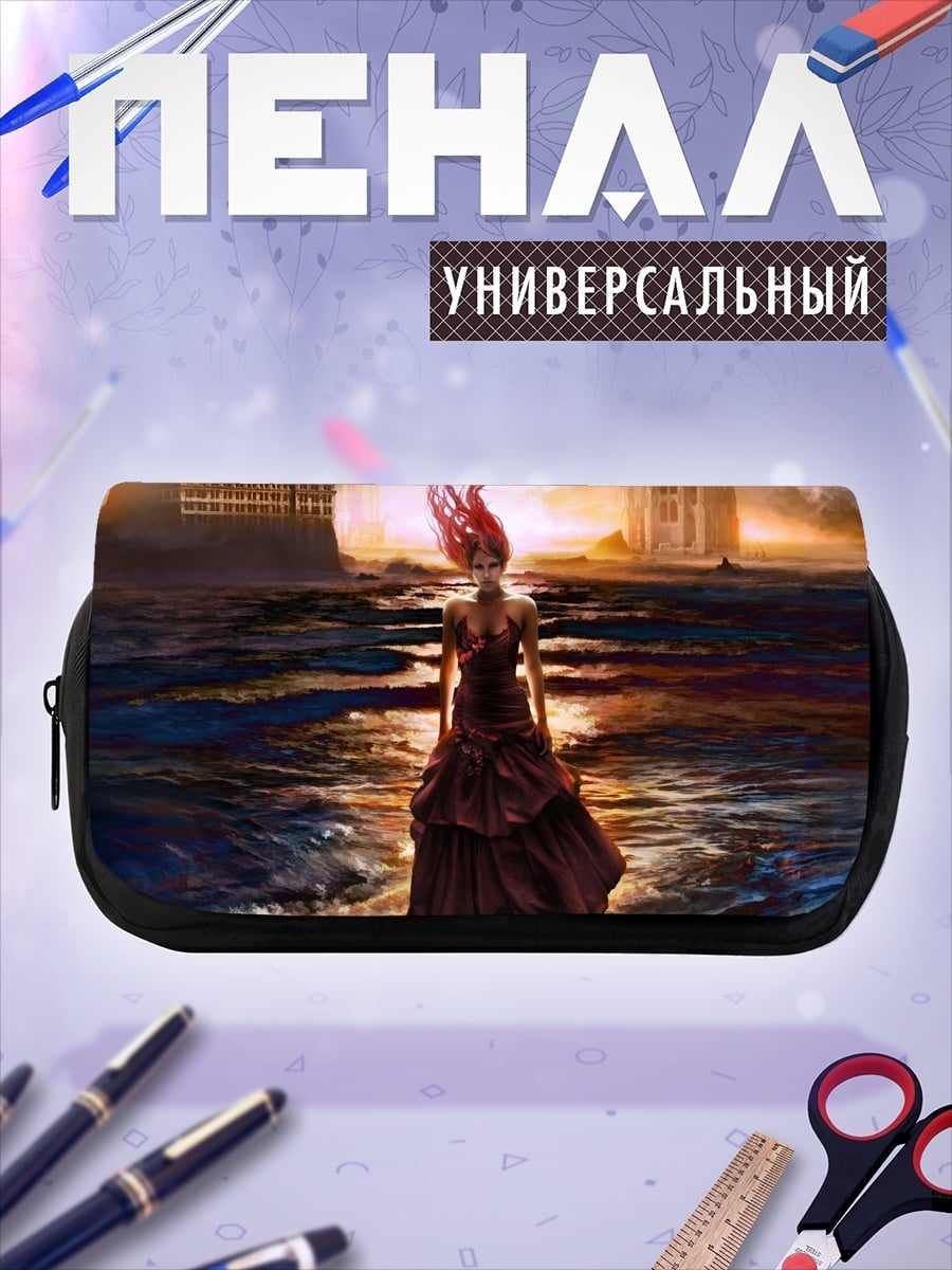 Пенал-косметичка Девушка в красном платье