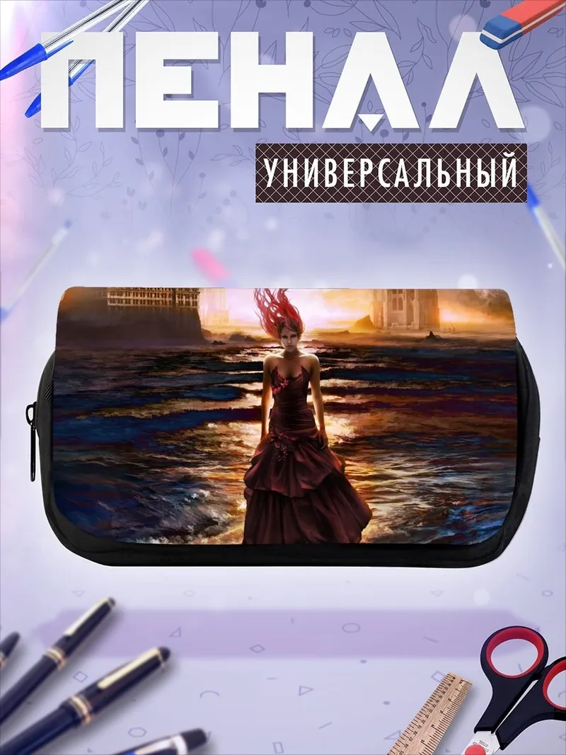 Пенал-косметичка Девушка в красном платье