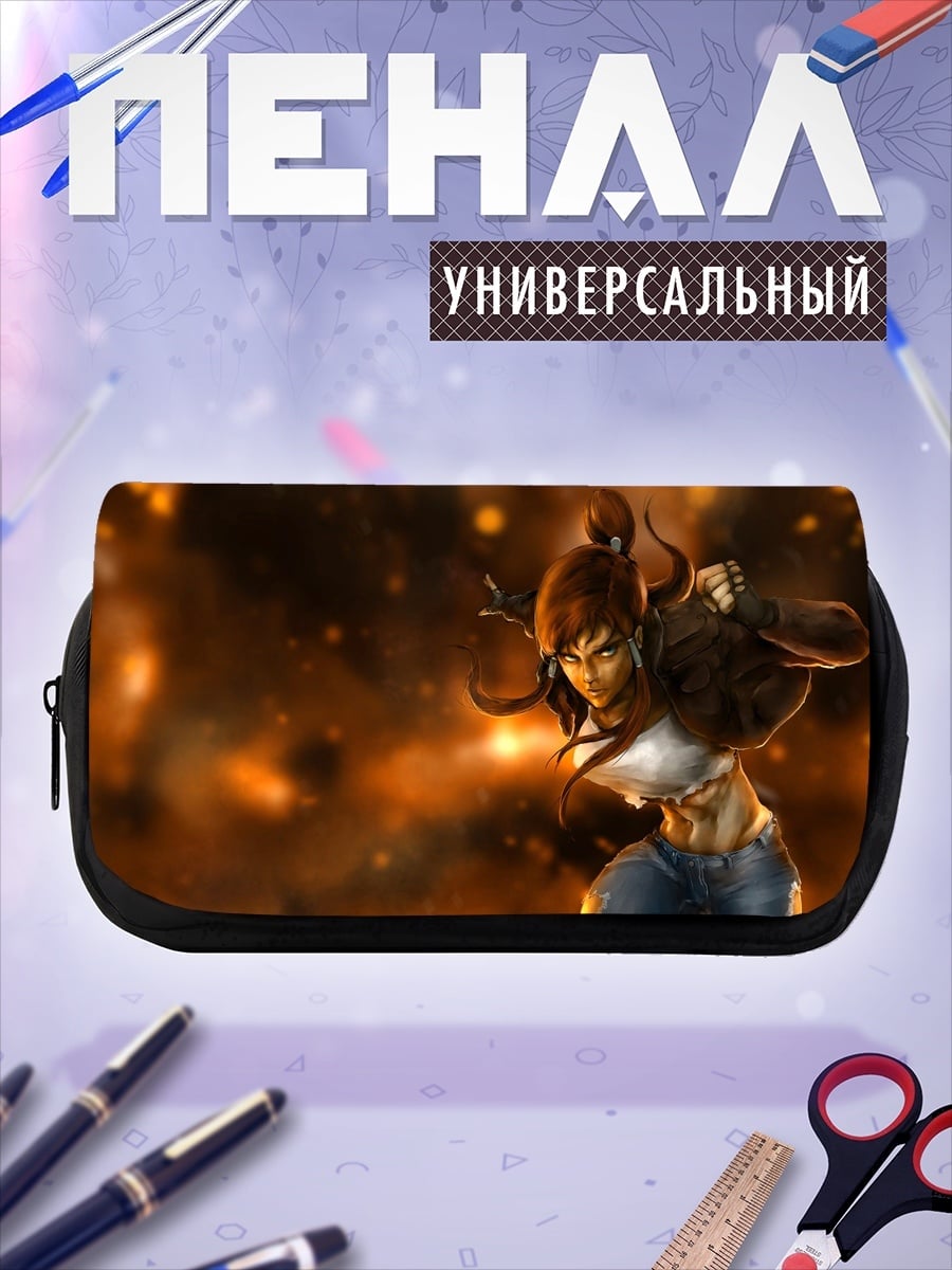 Пенал-косметичка Девушка боец огонь
