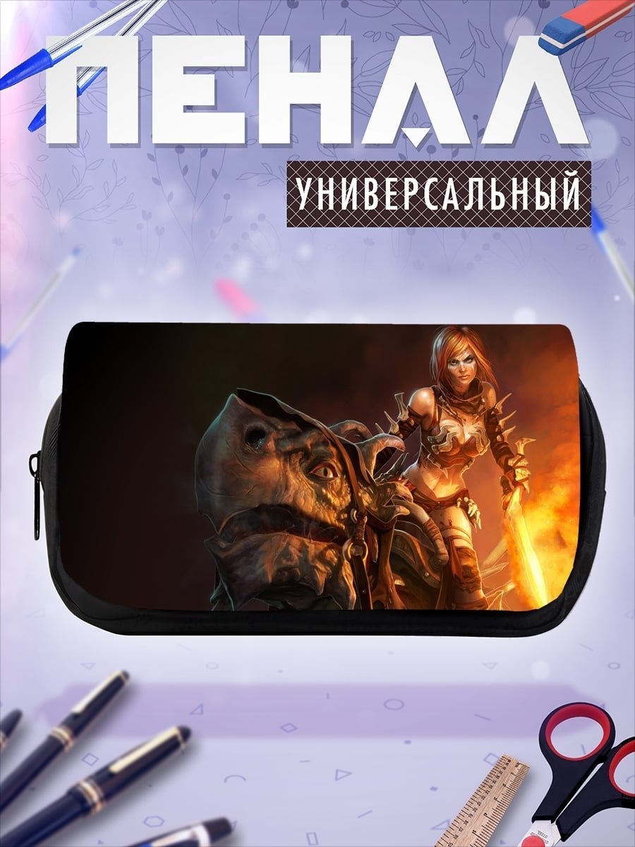 Пенал-косметичка воительница на звере