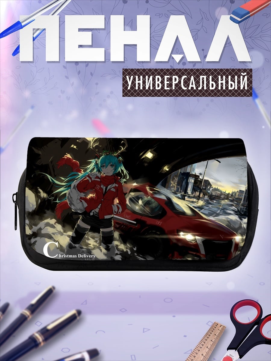 Пенал-косметичка Аниме девушка гонщица