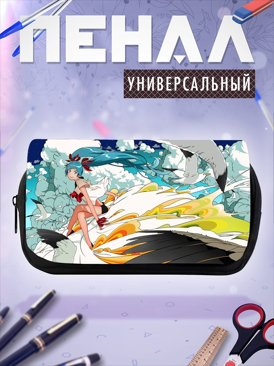 Пенал-косметичка девушка с птицами