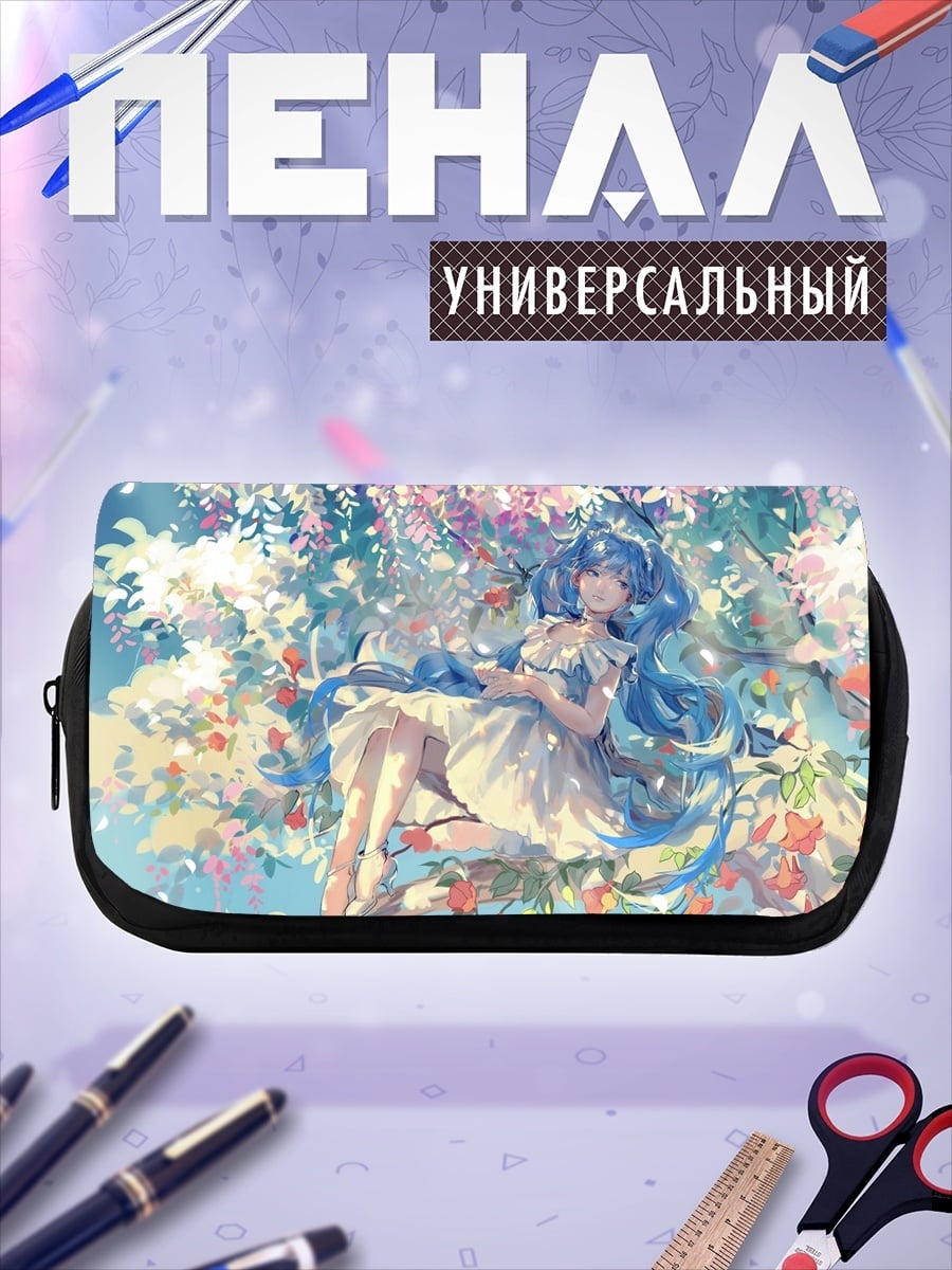 Пенал-косметичка Аниме девушка в цветах