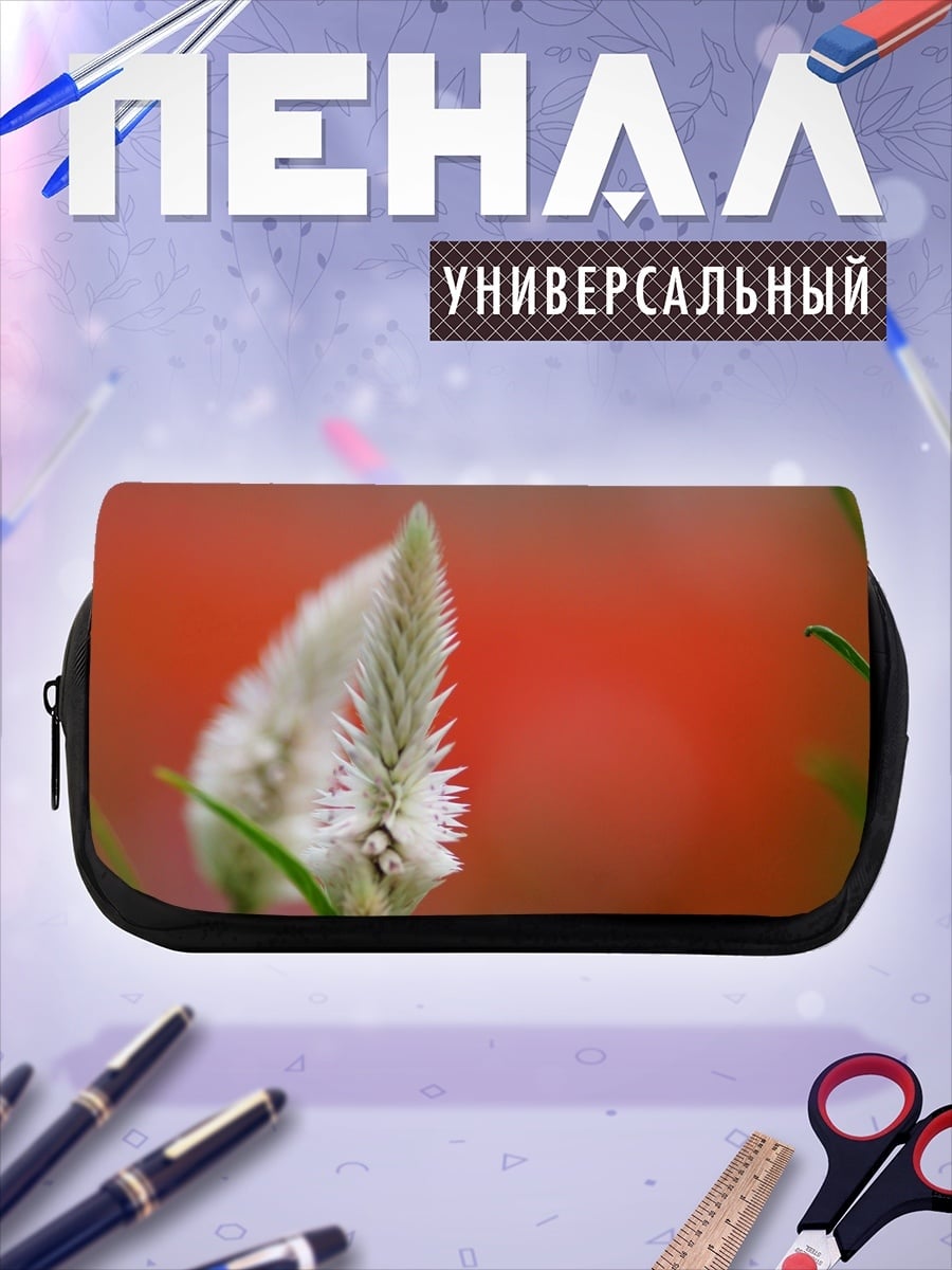 Пенал-косметичка Цветок на красном фоне