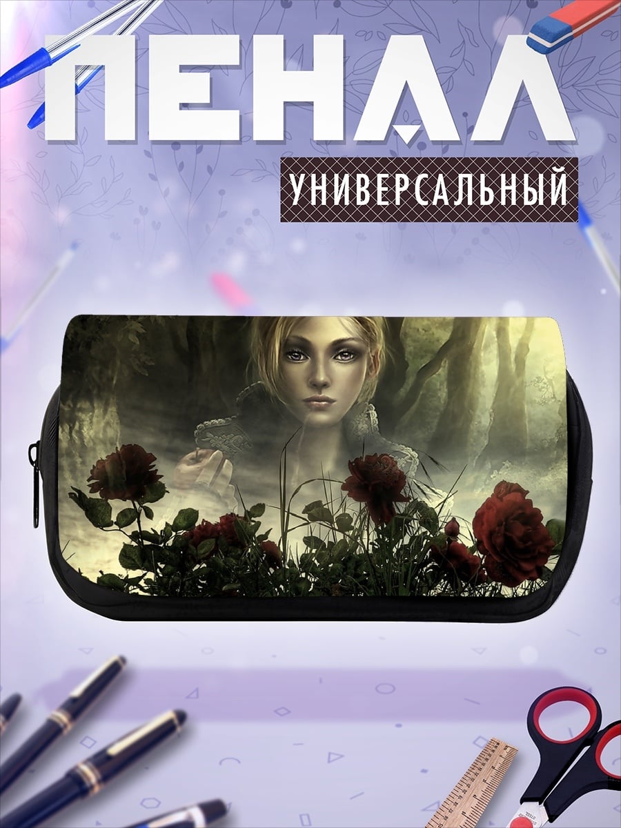 Пенал-косметичка Девушка с розами