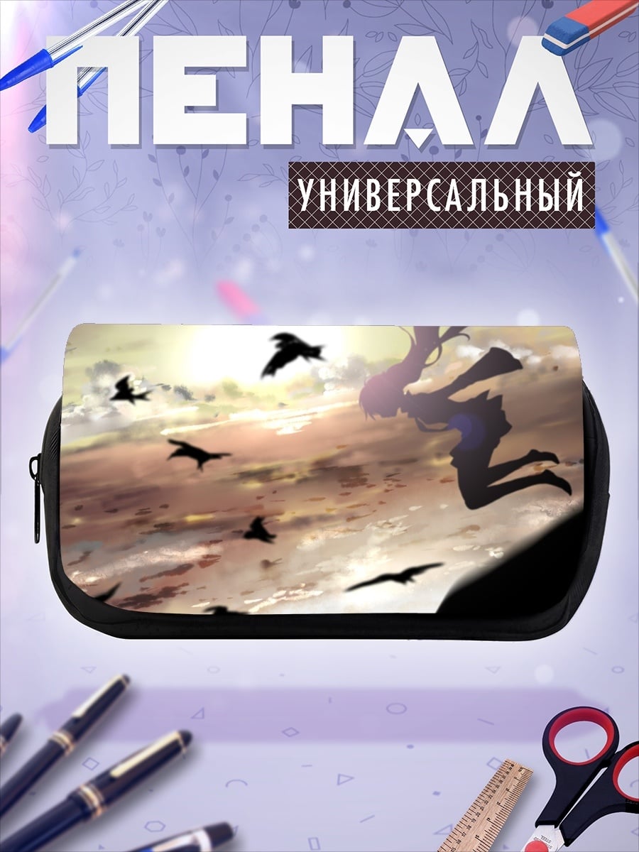 Пенал-косметичка девушка и вороны