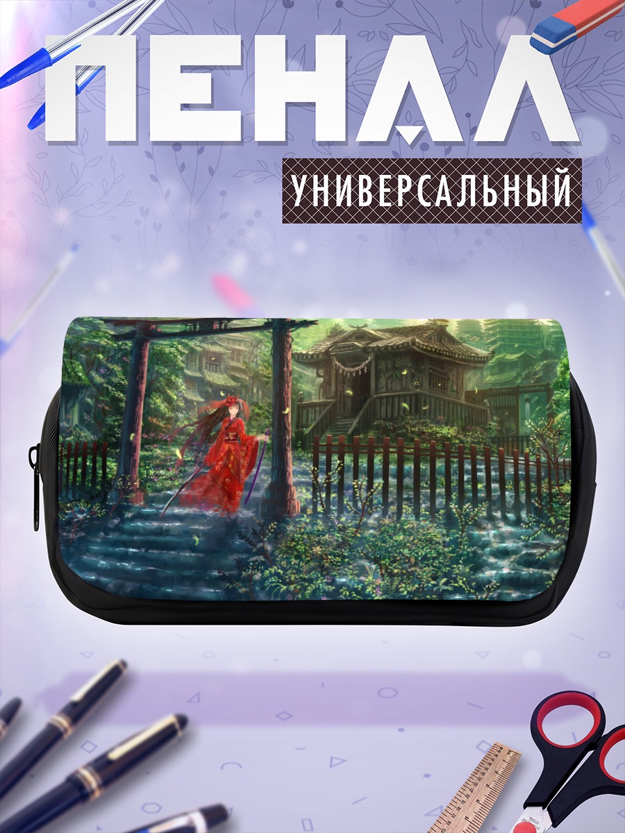 Пенал-косметичка Девушка с катаной в кимоно
