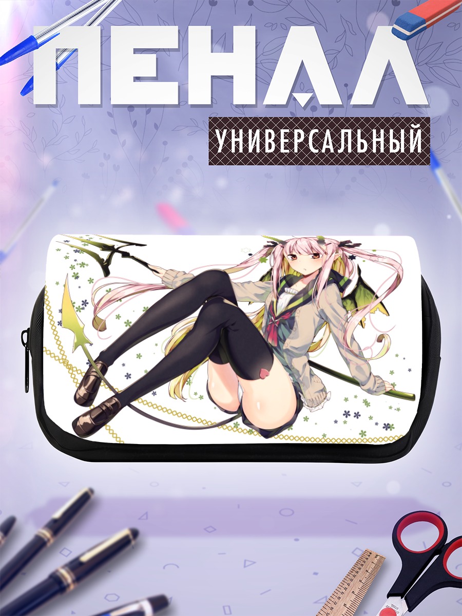 Пенал-косметичка Розовая демоница с трезубцем