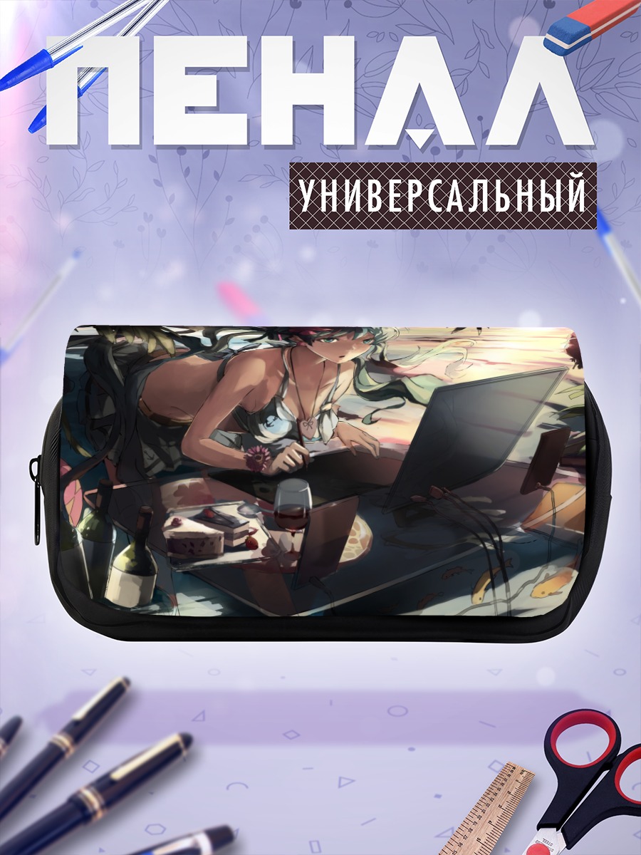 Пенал-косметичка Мику Хацунэ с ноутбуком