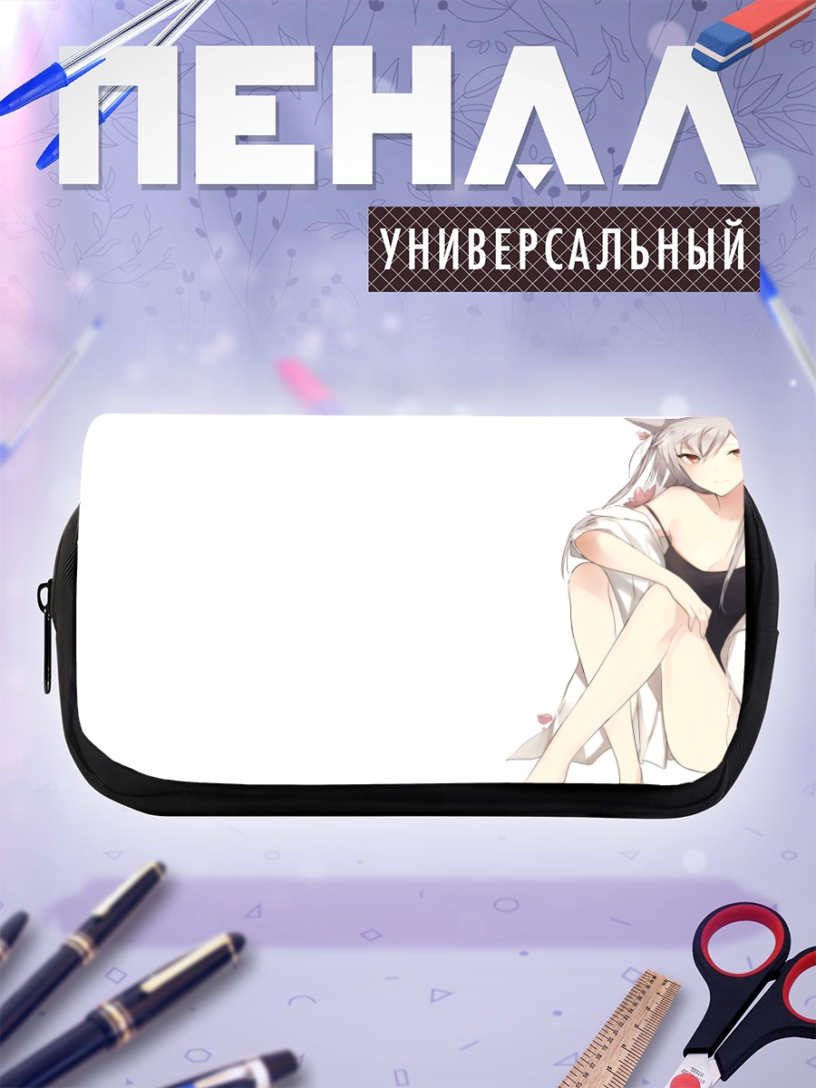 Пенал-косметичка Беловолосая кицунэ в цветах