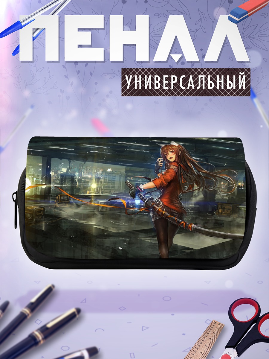 Пенал-косметичка Девушка с катаной в городе
