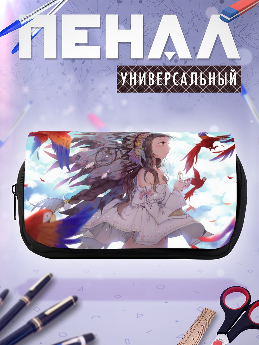 Пенал-косметичка Девушка с птицами