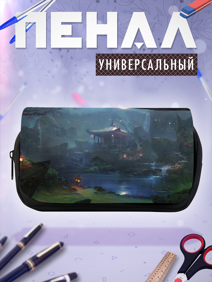 Пенал-косметичка Ночной храм в лепестках