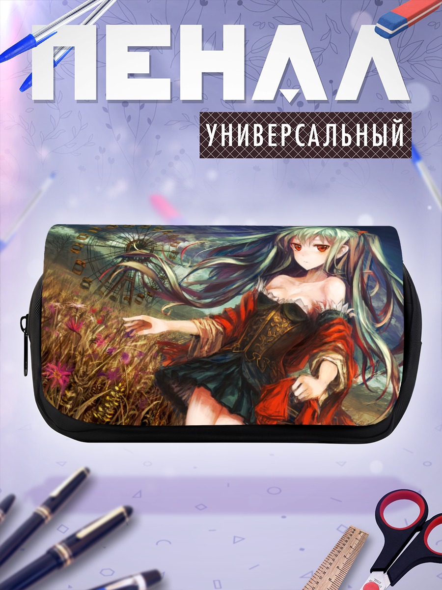Пенал-косметичка Мику Хацунэ в цветах