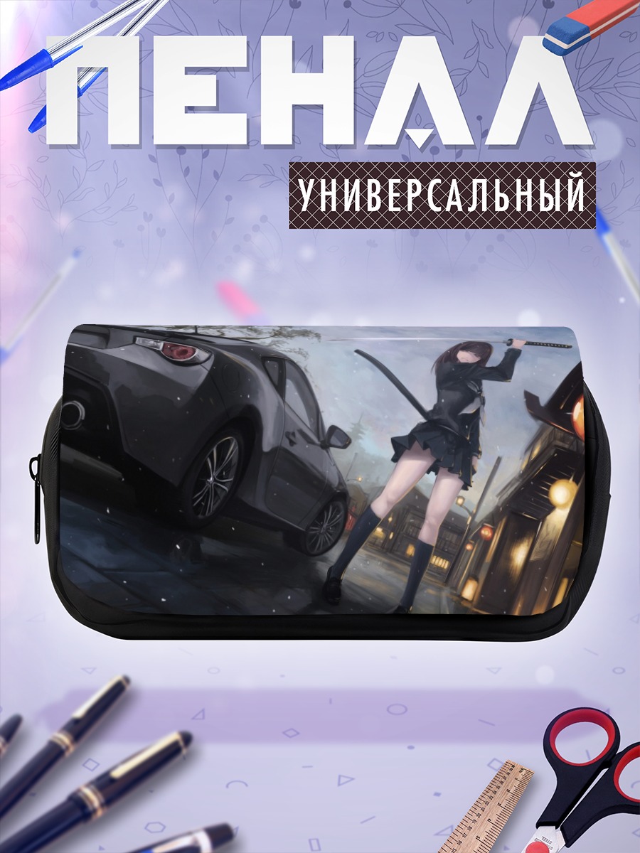 Пенал-косметичка Девушка с катаной