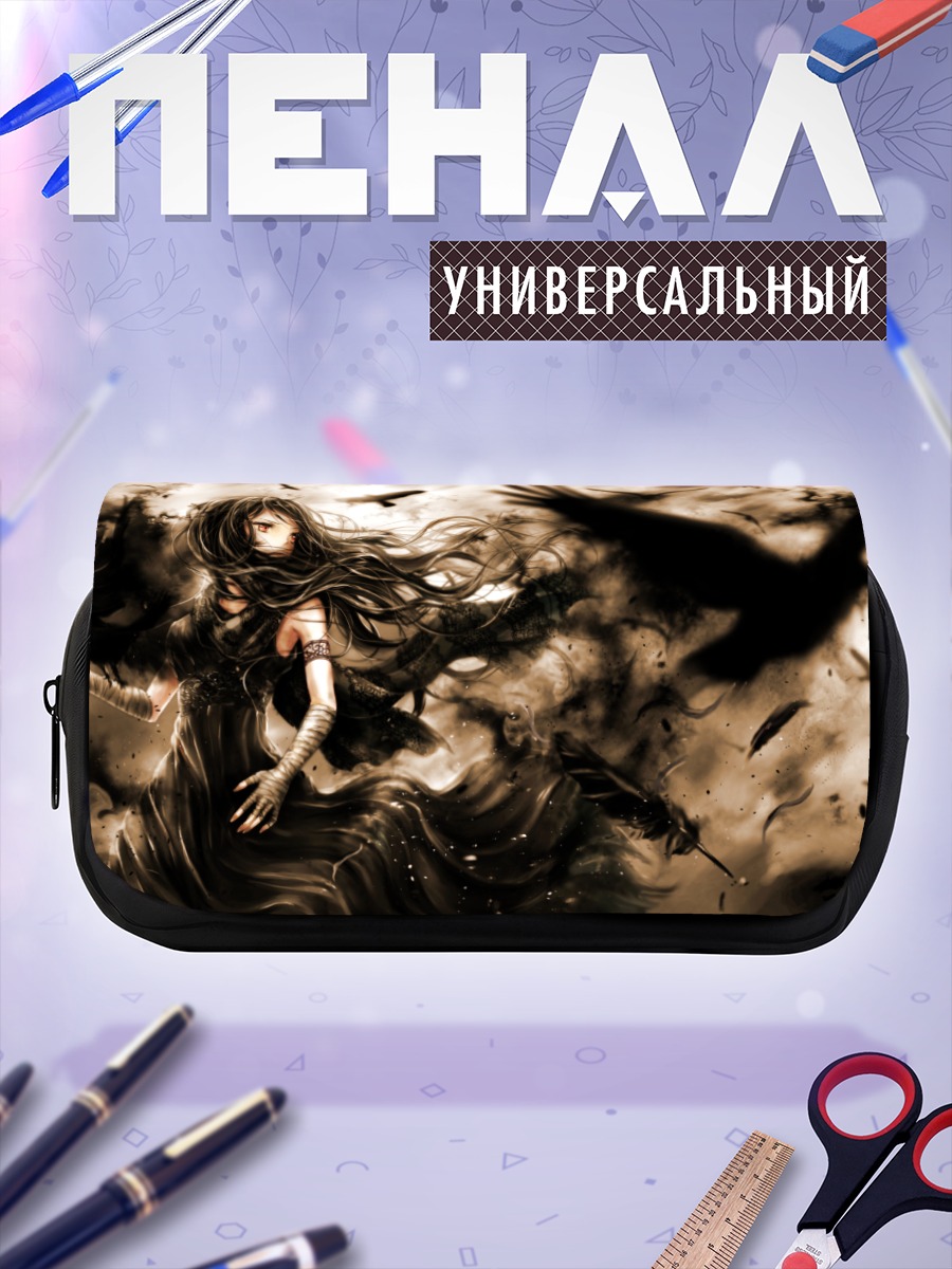 Пенал-косметичка Девушка с воронами
