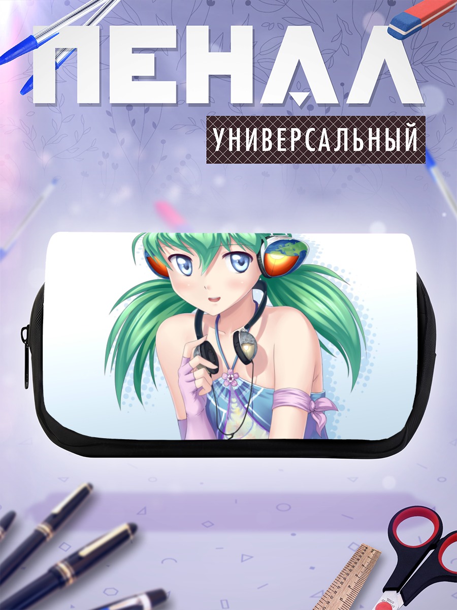 Пенал-косметичка Мику Хацунэ в наушниках