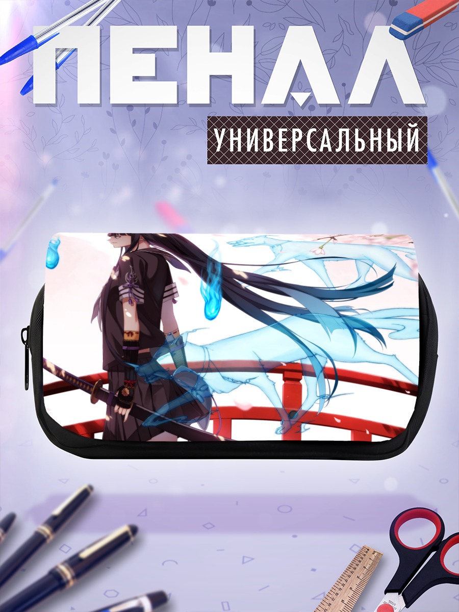 Пенал-косметичка Девушка с лисами