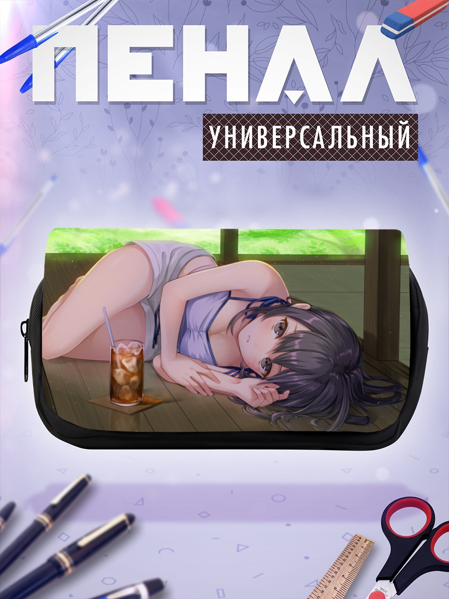 Пенал-косметичка Девушка с напитком