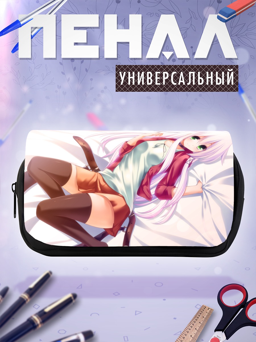 Пенал-косметичка Девушка с розовыми волосами