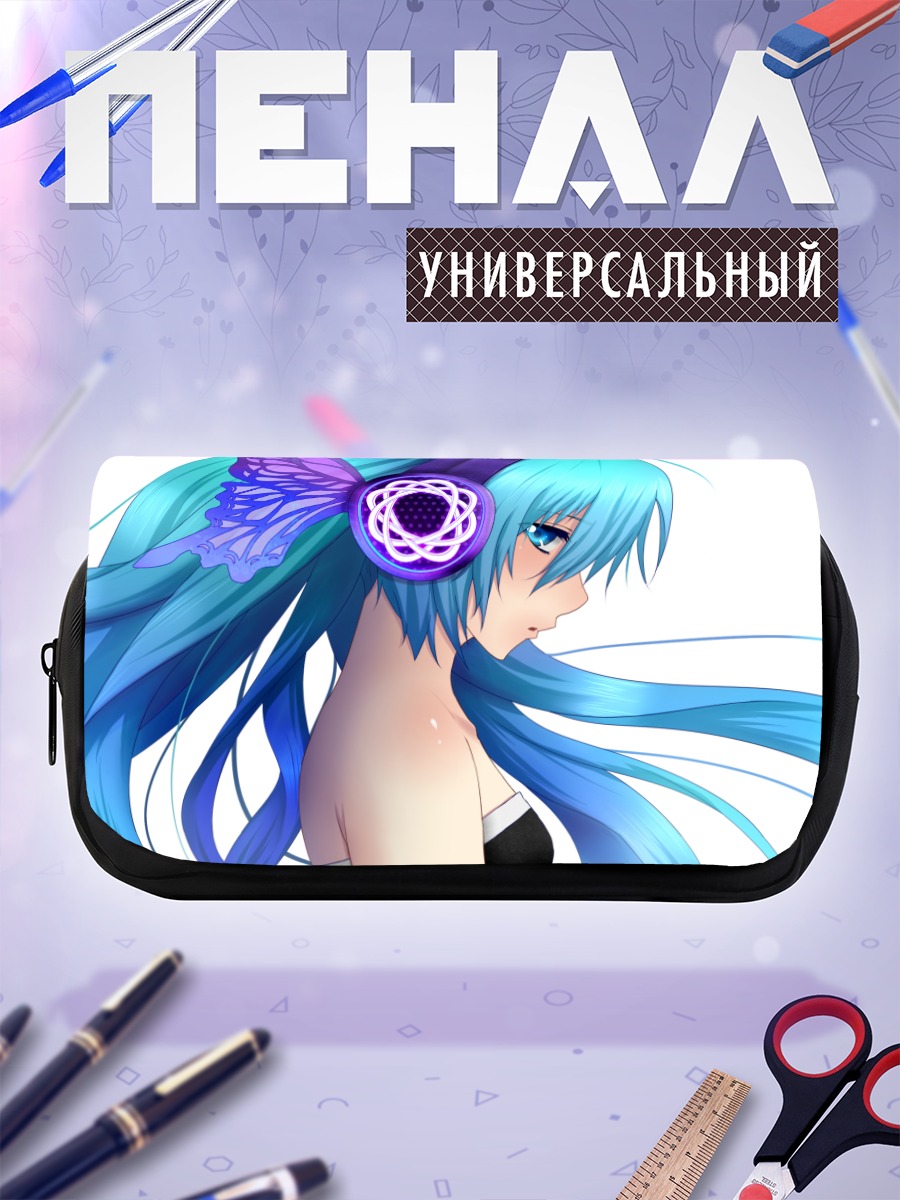Пенал-косметичка Мику Хацунэ в наушниках