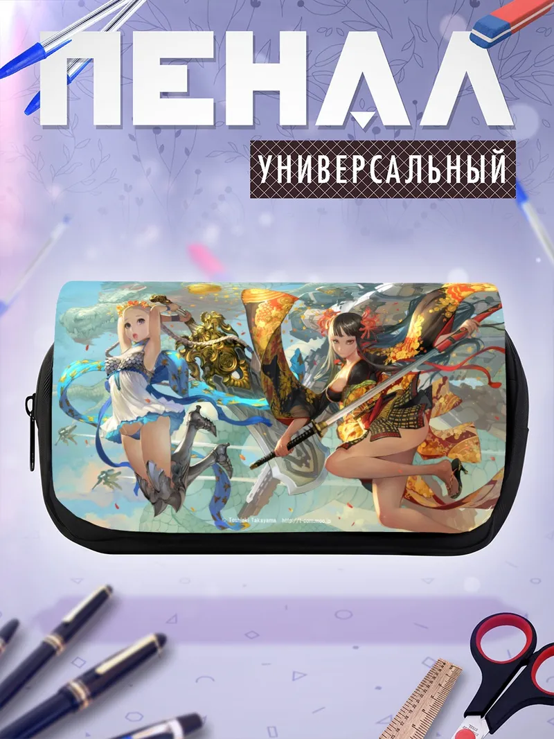 Пенал-косметичка Девушки с катанами и драконом