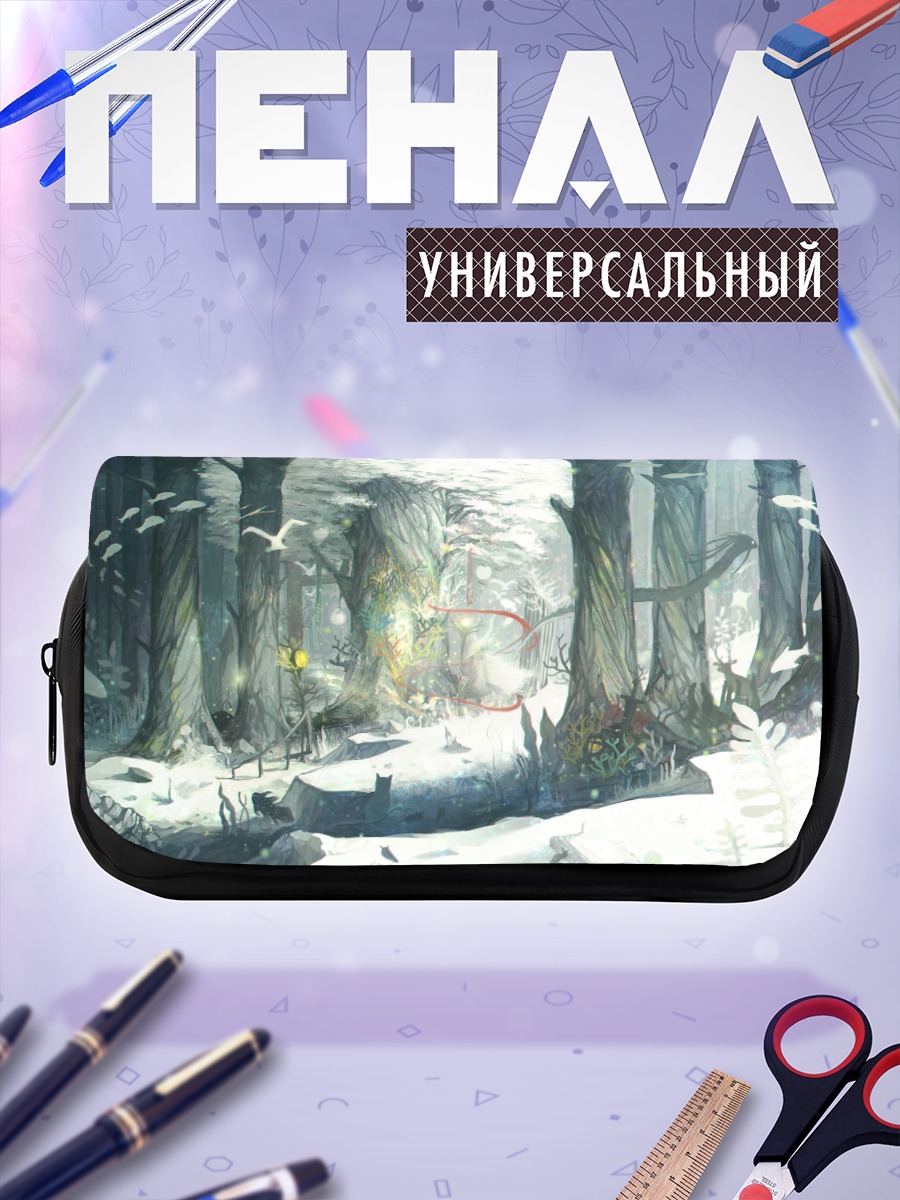 Пенал-косметичка Кот в зимнем лесу
