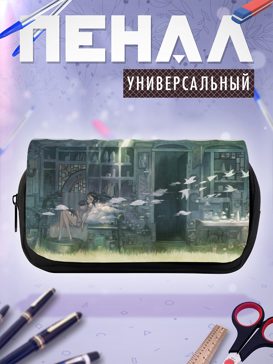 Пенал-косметичка Девушка в птичьем саду