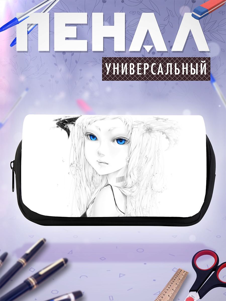 Пенал-косметичка Девушка с рогами и цветами