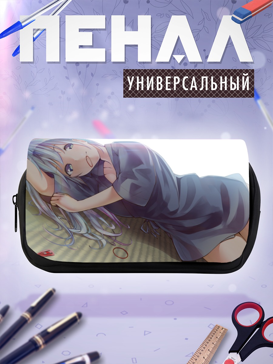 Пенал-косметичка Девушка с голубыми волосами