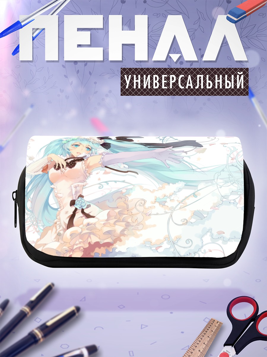 Пенал-косметичка Мику Хацунэ в цветах