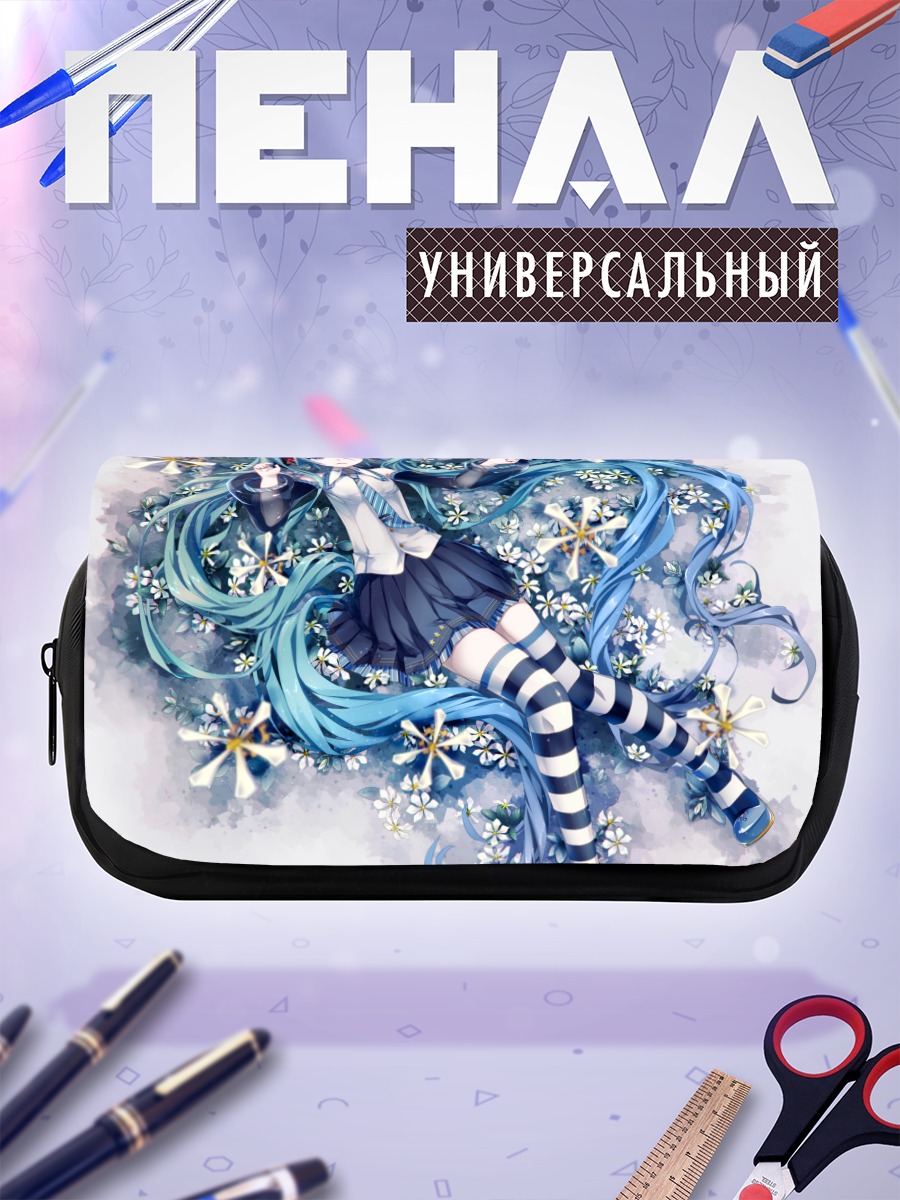 Пенал-косметичка Мику Хацунэ в снежинках