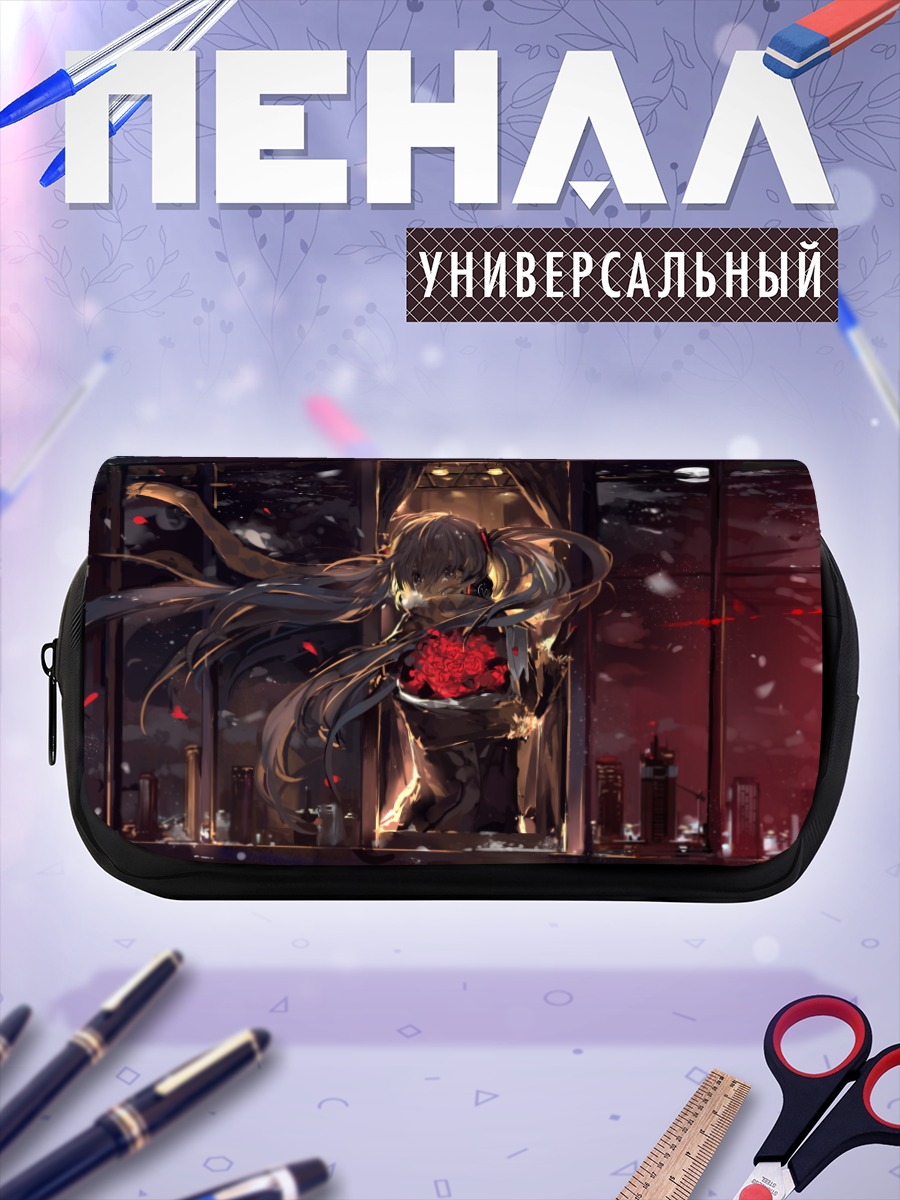 Пенал-косметичка Мику Хацунэ с цветами