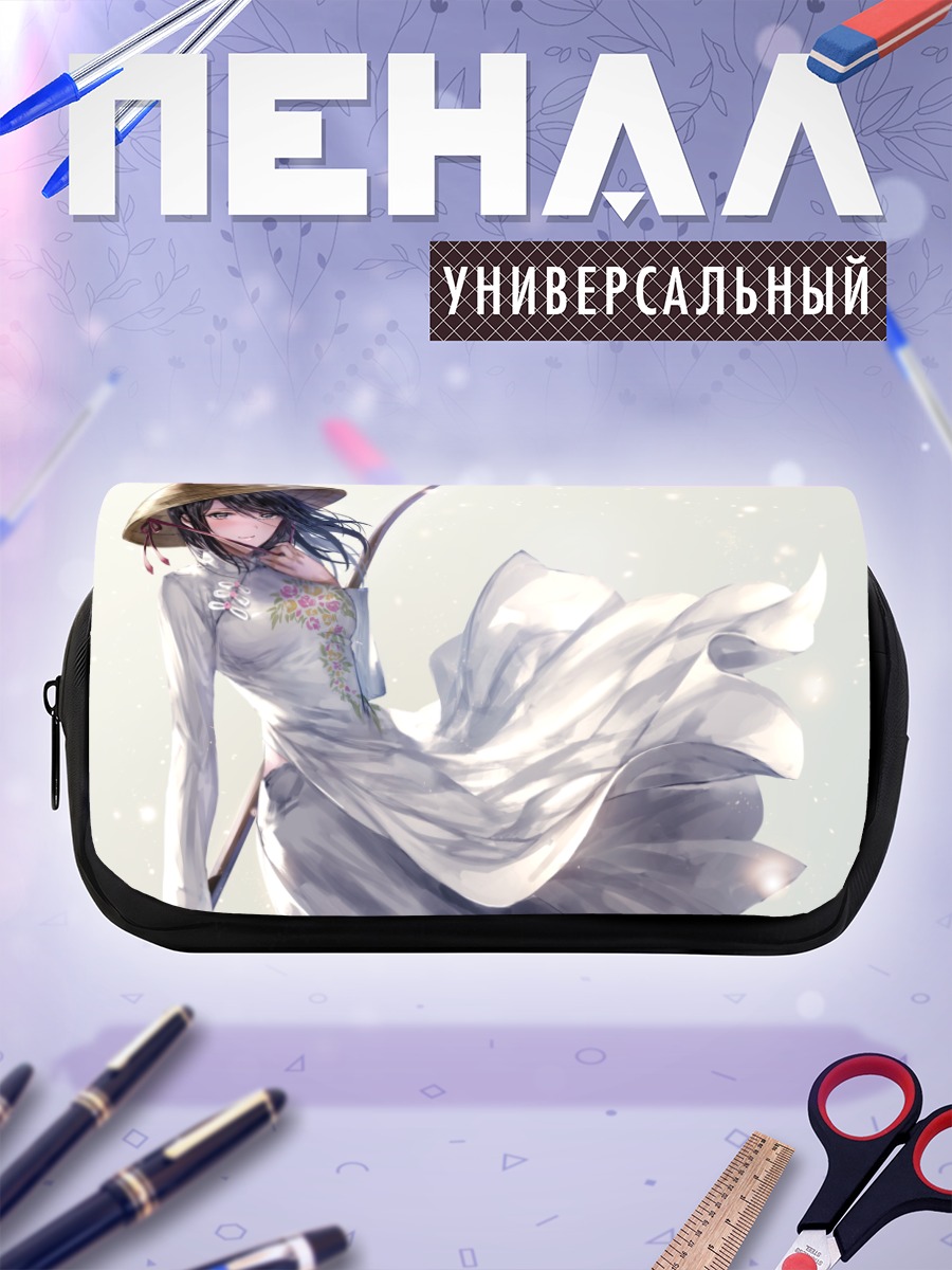 Пенал-косметичка Девушка в шляпе