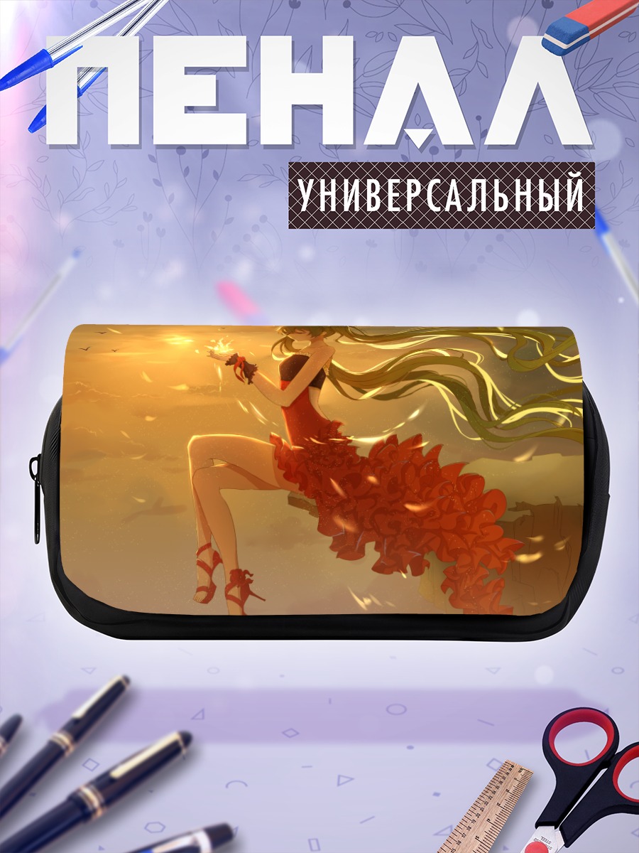 Пенал-косметичка Мику Хацунэ с огнем