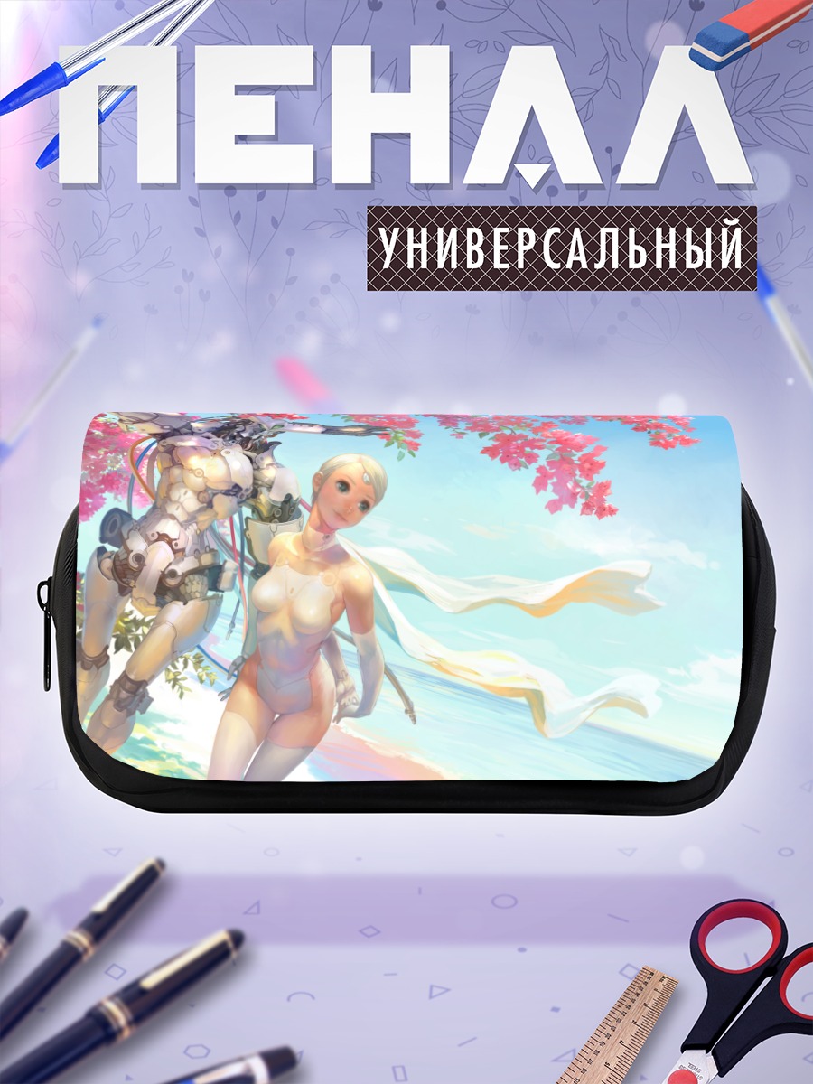 Пенал-косметичка Робот в цветах