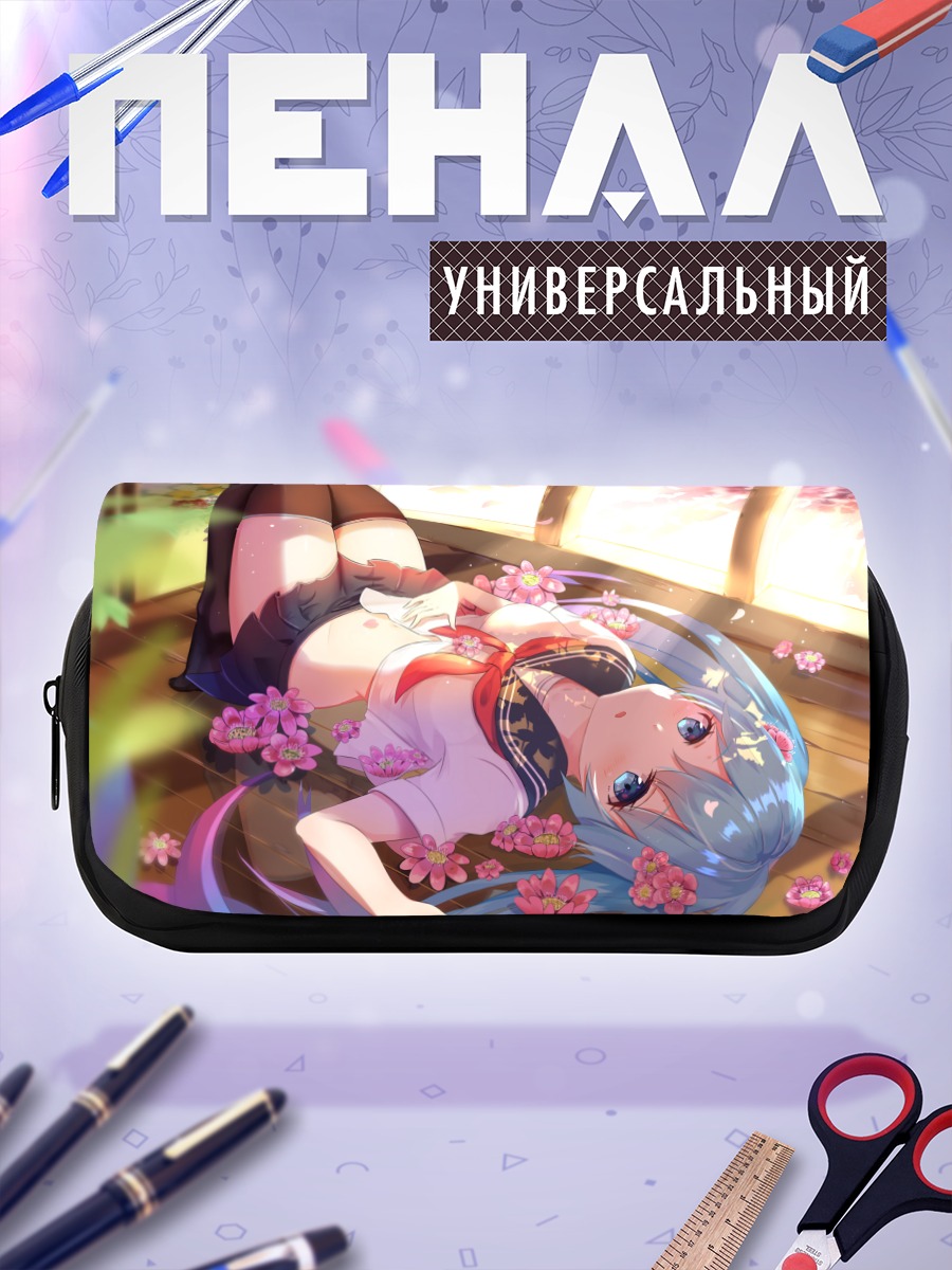 Пенал-косметичка Мику Хацунэ в цветах