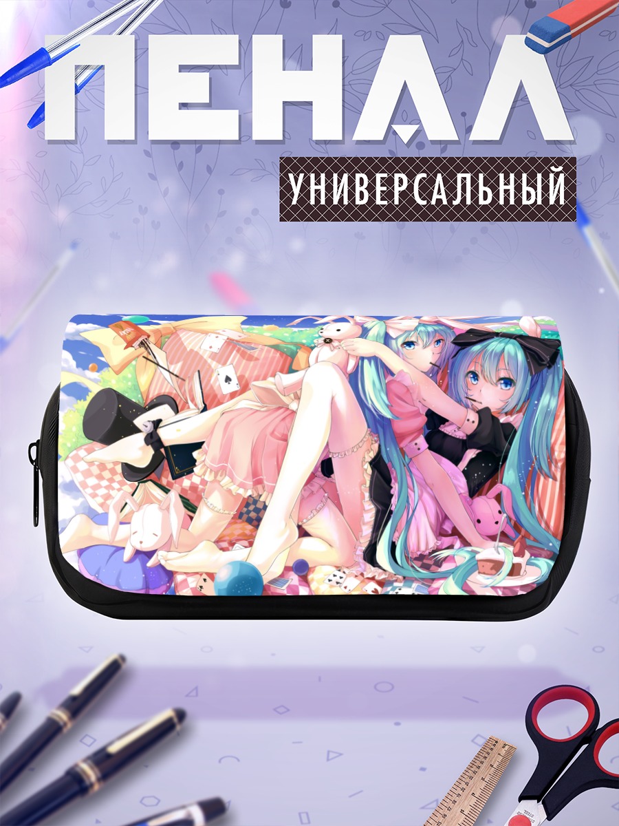 Пенал-косметичка Мику Хацунэ в цветах