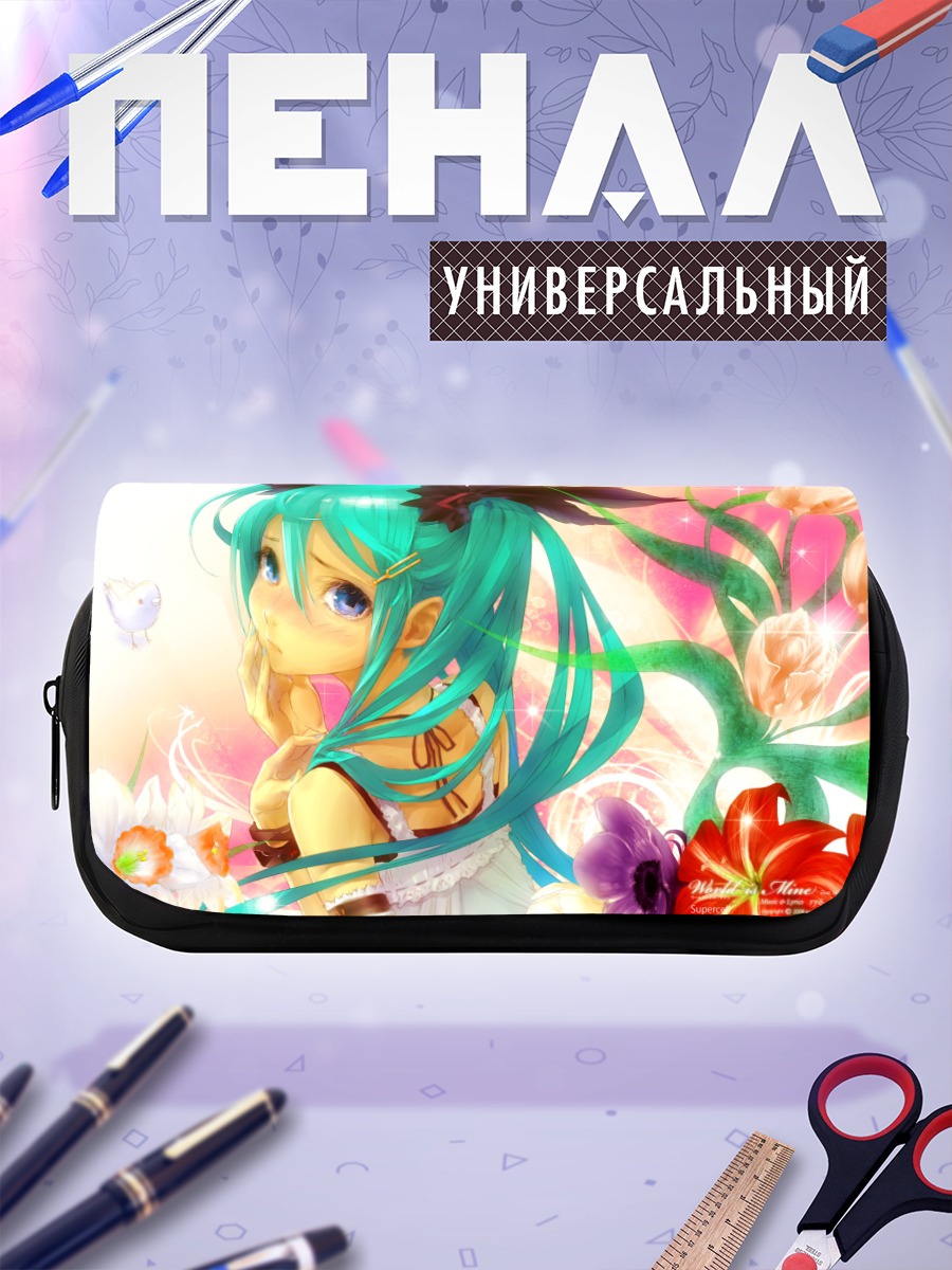 Пенал-косметичка Мику Хацунэ в цветах