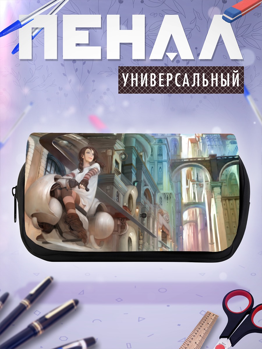 Пенал-косметичка Девушка на мотоцикле