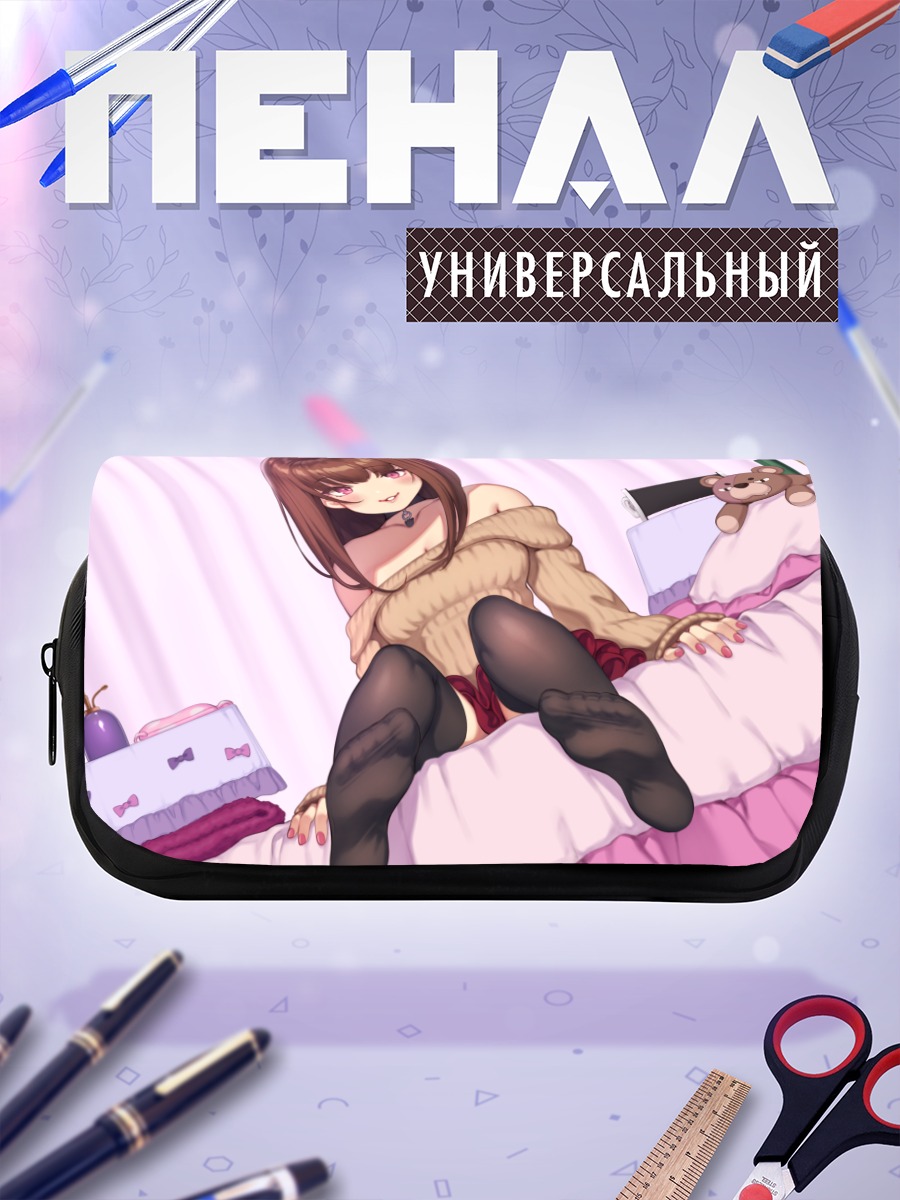 Пенал-косметичка Девушка с мишкой