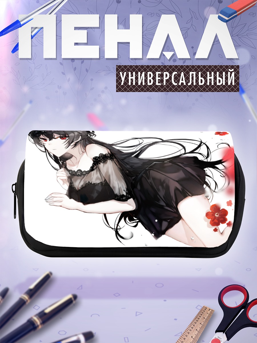 Пенал-косметичка Девушка с ушками в цветах
