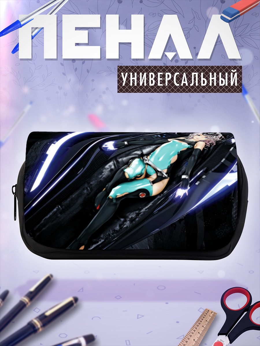 Пенал-косметичка Кибер-девушка в неоне