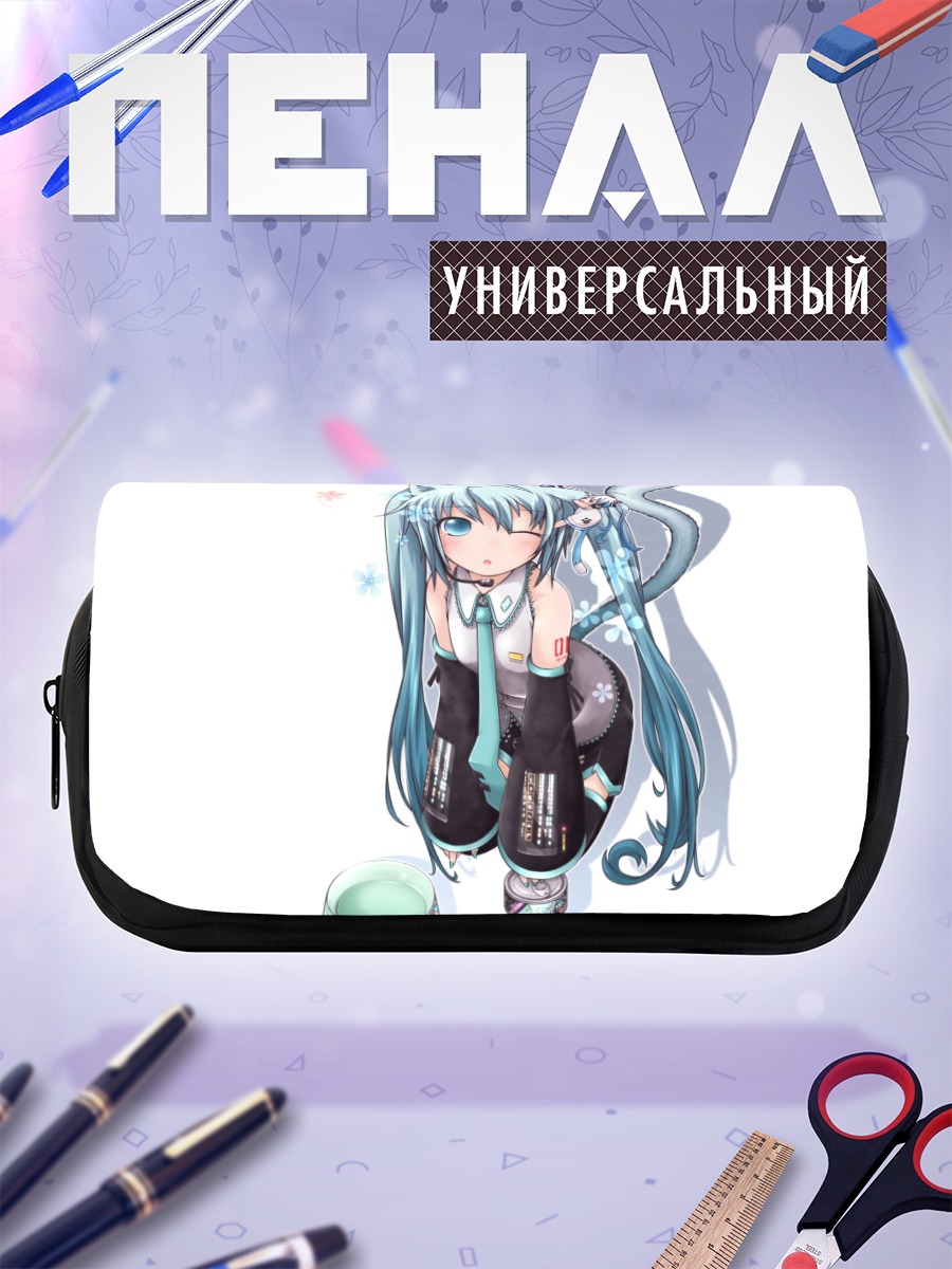 Пенал-косметичка Мику Хацунэ в наушниках